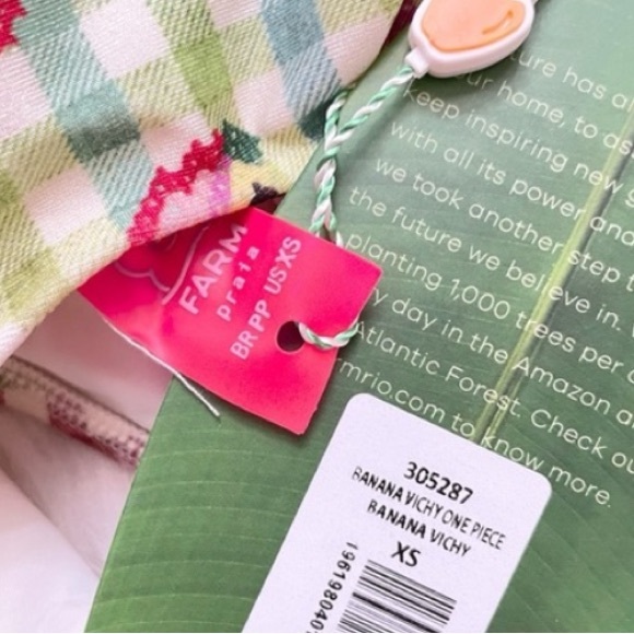 FARM Rio Banana Vichy One Piece Swimsuit Size XS - Picture 5 of 5